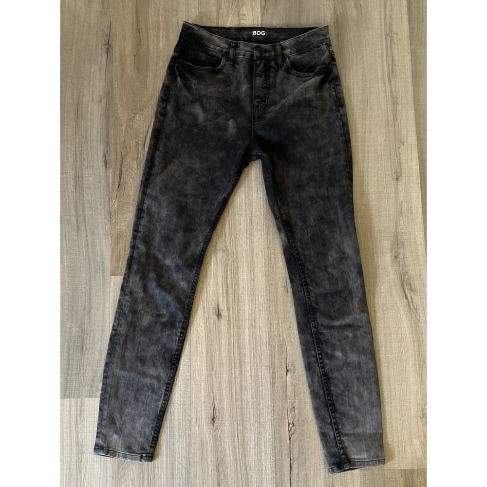 BDG High Rise Twig Ankle Jeans Womens 28W 29L Black Acid Wash Slim Fit Denim